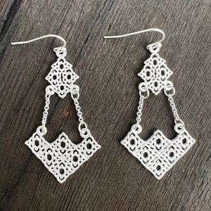 Geometric Chain Earrings - Silver tone